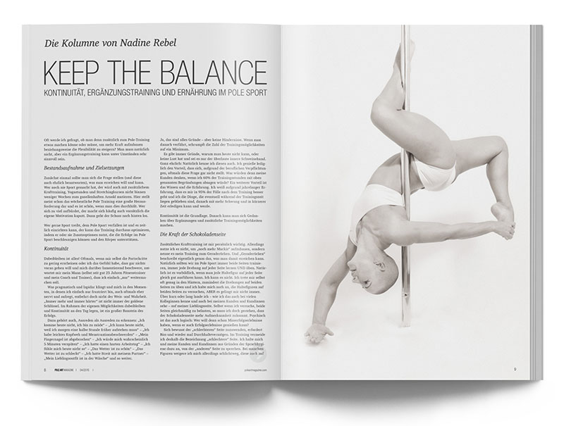 Pole Art Magazine Nr. 4 - Die Kolumne von Nadine Rebel: Keep the balance