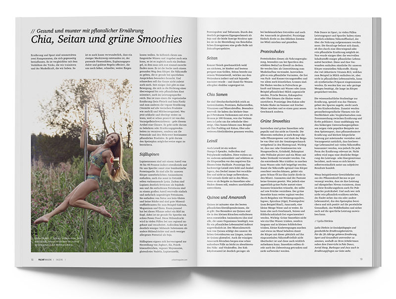 Pole Art Magazine Nr. 8 - Chia, Seitan und grüne Smoothies: Gesund und munter mit pflanzlicher Ernährung