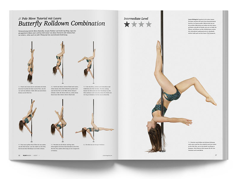 Pole Art Magazine Nr. 10 - Pole Dance Tutorial: Butterfly Rolldown Combination mit Laura