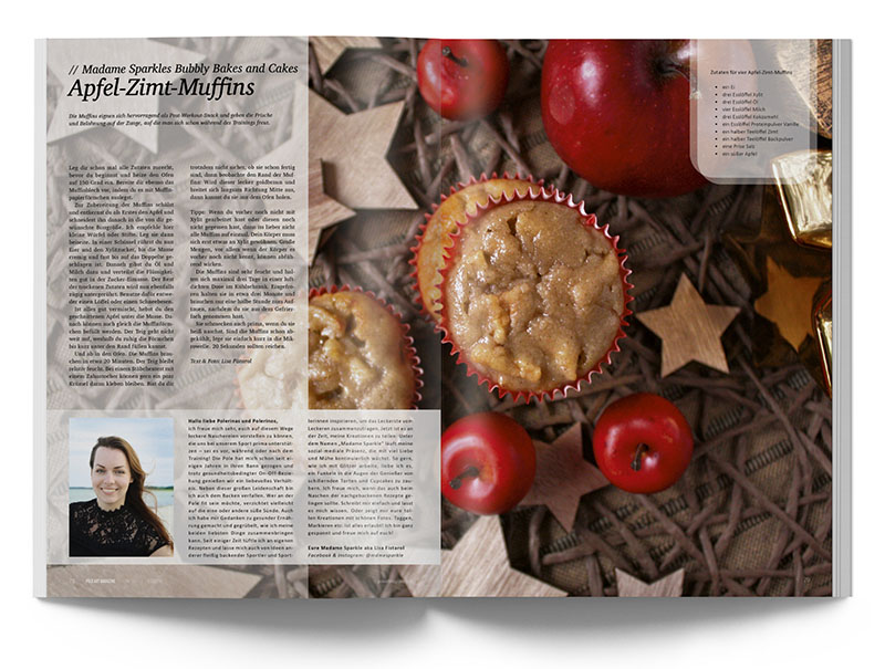 Pole Art Magazine Nr. 13 - Madame Sparkles: Rezept für proteinreiche Apfel-Zimt-Muffins